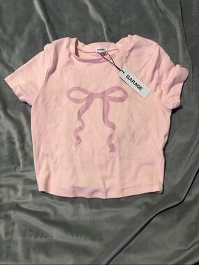 Garage Girls Light Pink Bow Tee